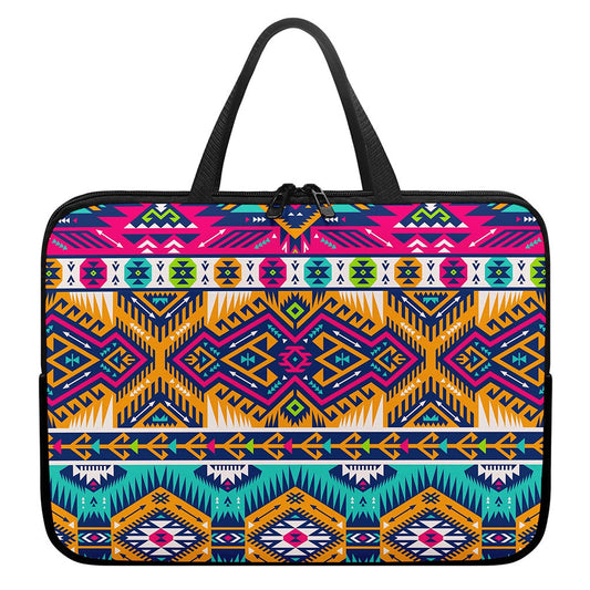 Bright Colors Aztec Pattern Print Laptop Sleeve With Handle