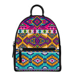 Bright Colors Aztec Pattern Print Leather Backpack