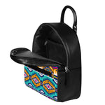 Bright Colors Aztec Pattern Print Leather Backpack