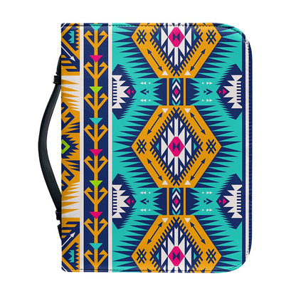 Bright Colors Aztec Pattern Print Leather Bible Cover