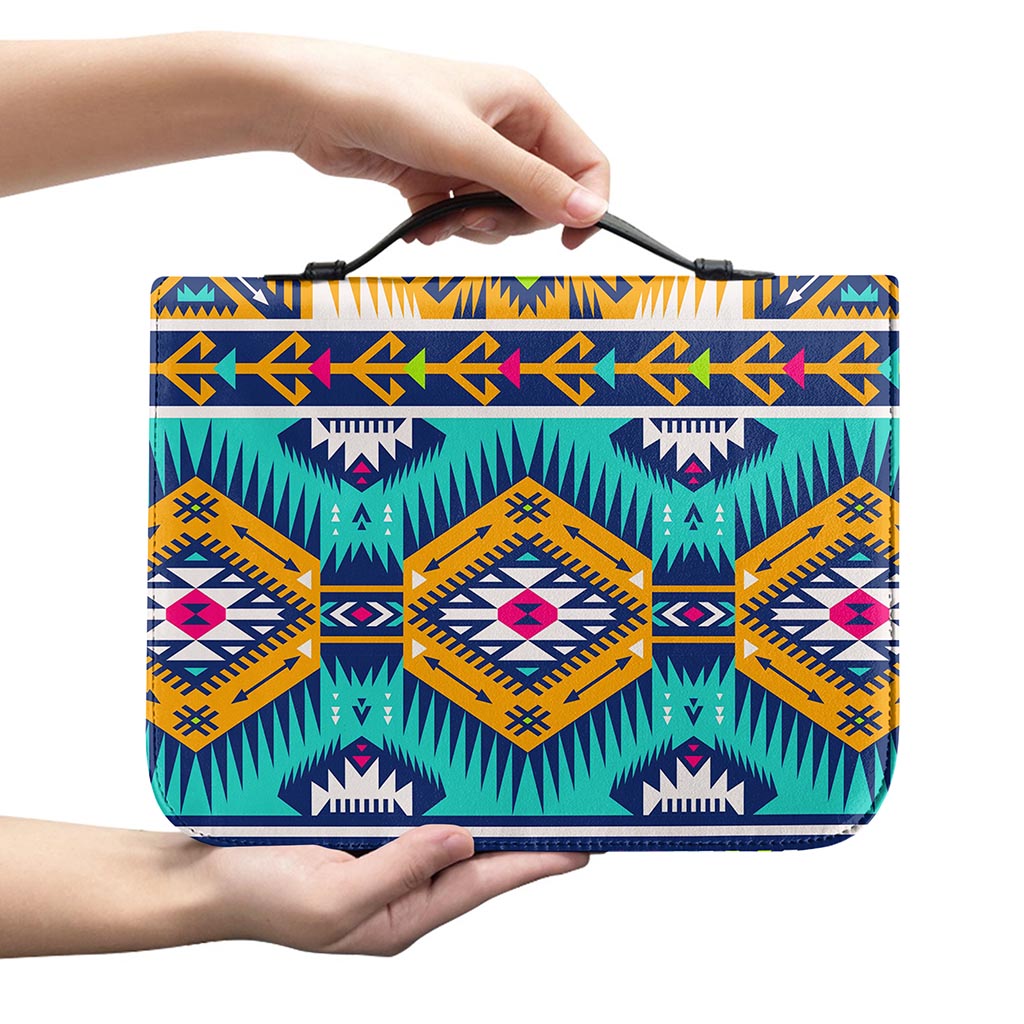 Bright Colors Aztec Pattern Print Leather Bible Cover