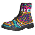 Bright Colors Aztec Pattern Print Lace-Up Boots