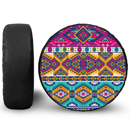 Bright Colors Aztec Pattern Print Leather Spare Tire Cover