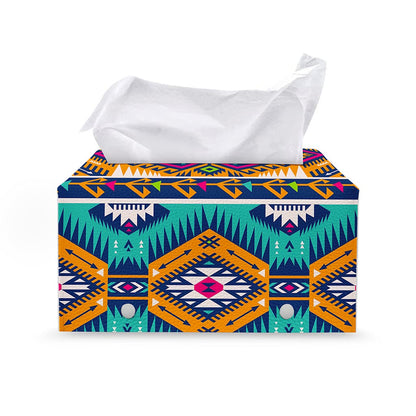 Bright Colors Aztec Pattern Print Leather Tissue Box Cover
