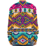 Bright Colors Aztec Pattern Print Long Sleeve Baseball Jersey