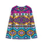Bright Colors Aztec Pattern Print Long Sleeve Short Coat