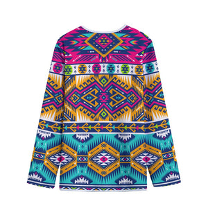 Bright Colors Aztec Pattern Print Long Sleeve Short Coat