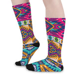 Bright Colors Aztec Pattern Print Long Socks