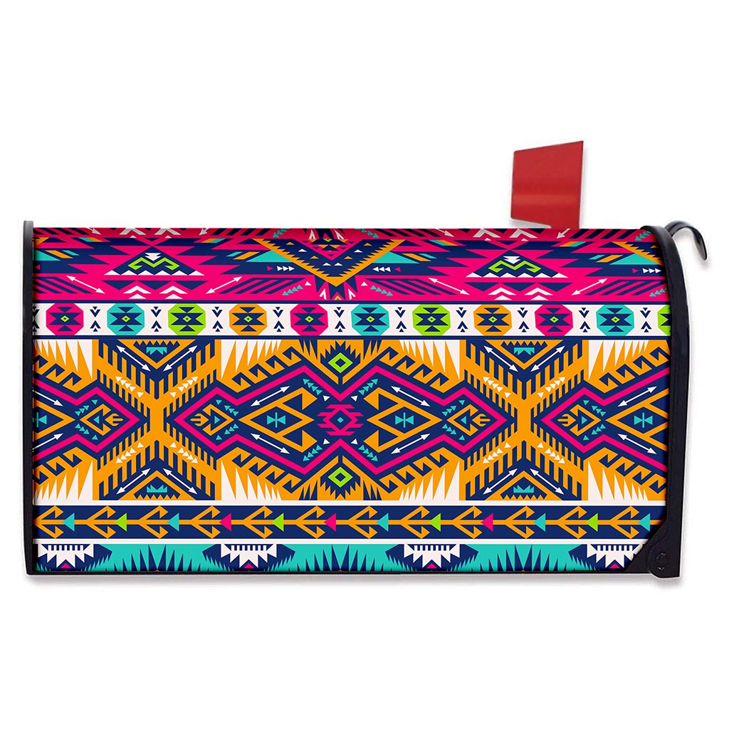 Bright Colors Aztec Pattern Print Mailbox Cover