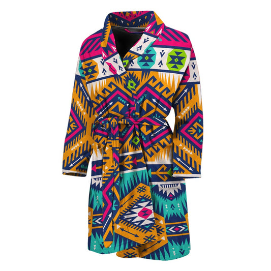 Bright Colors Aztec Pattern Print Men's Bathrobe