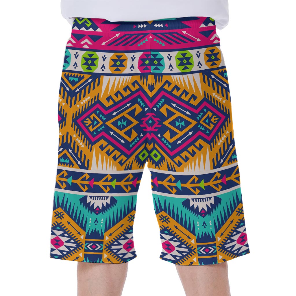 Bright Colors Aztec Pattern Print Men's Beach Shorts