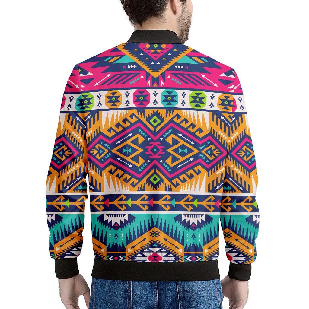 Bright Colors Aztec Pattern Print Men's Bomber Jacket