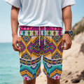 Bright Colors Aztec Pattern Print Men's Cargo Shorts