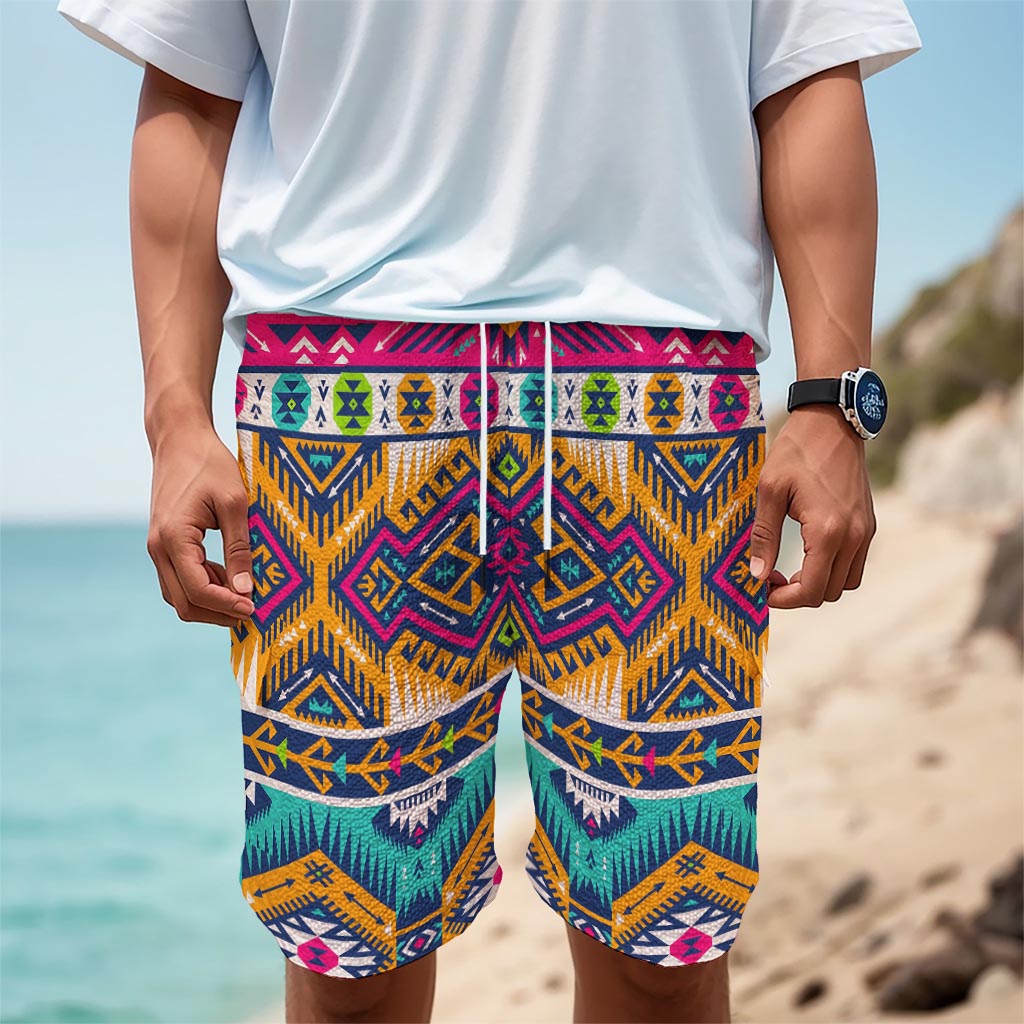 Bright Colors Aztec Pattern Print Men's Cargo Shorts