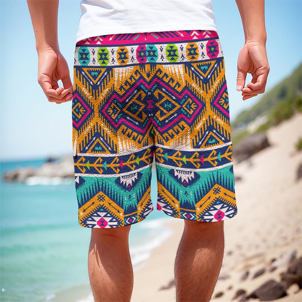 Bright Colors Aztec Pattern Print Men's Cargo Shorts