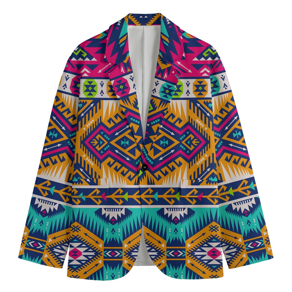 Bright Colors Aztec Pattern Print Men's Cotton Blazer