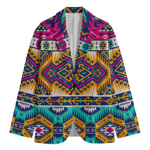 Bright Colors Aztec Pattern Print Men's Cotton Blazer