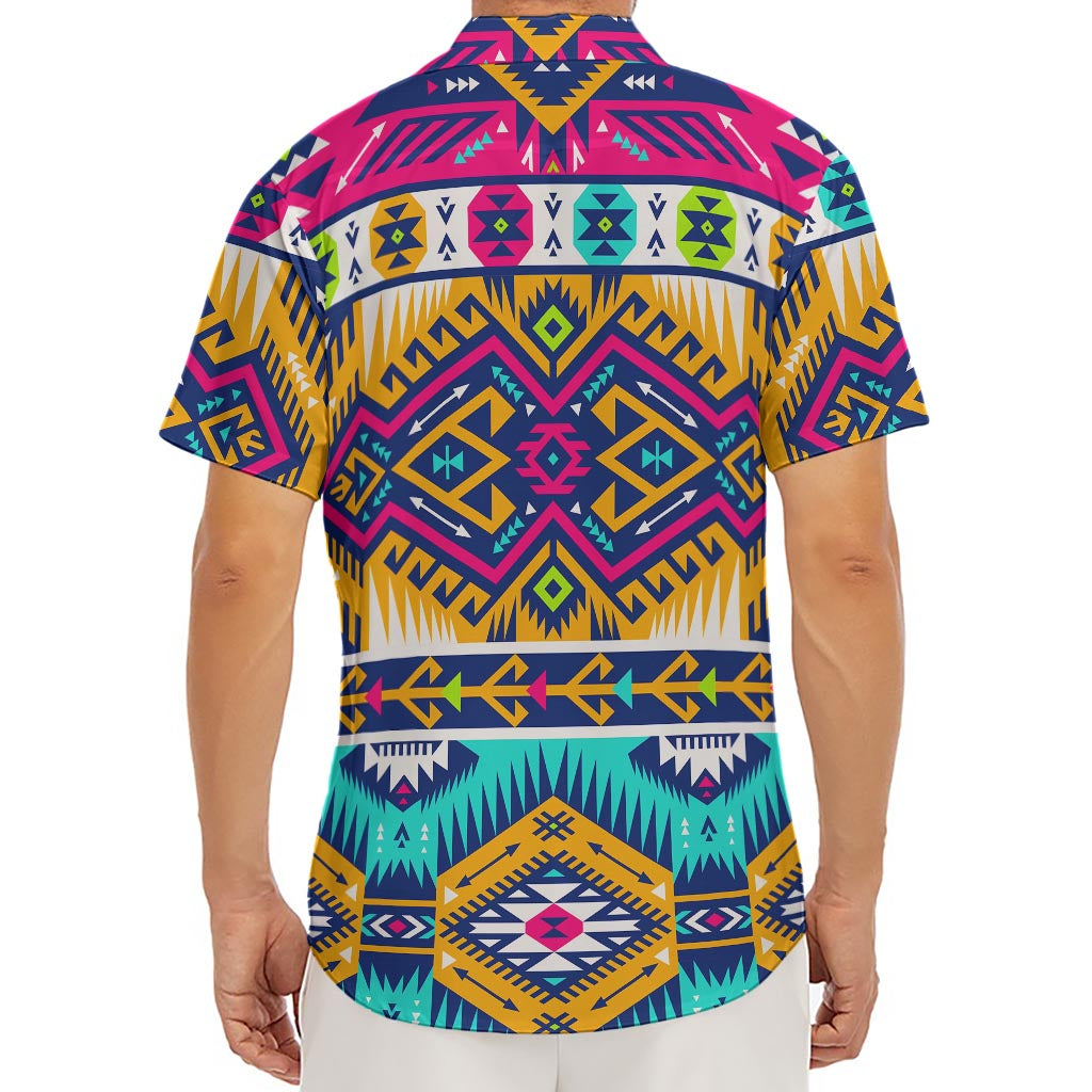 Bright Colors Aztec Pattern Print Men's Deep V-Neck Shirt