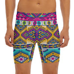 Bright Colors Aztec Pattern Print Men's Long Boxer Briefs