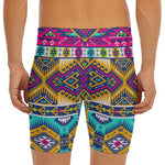 Bright Colors Aztec Pattern Print Men's Long Boxer Briefs