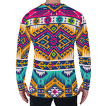 Bright Colors Aztec Pattern Print Men's Long Sleeve T-Shirt