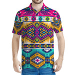 Bright Colors Aztec Pattern Print Men's Polo Shirt