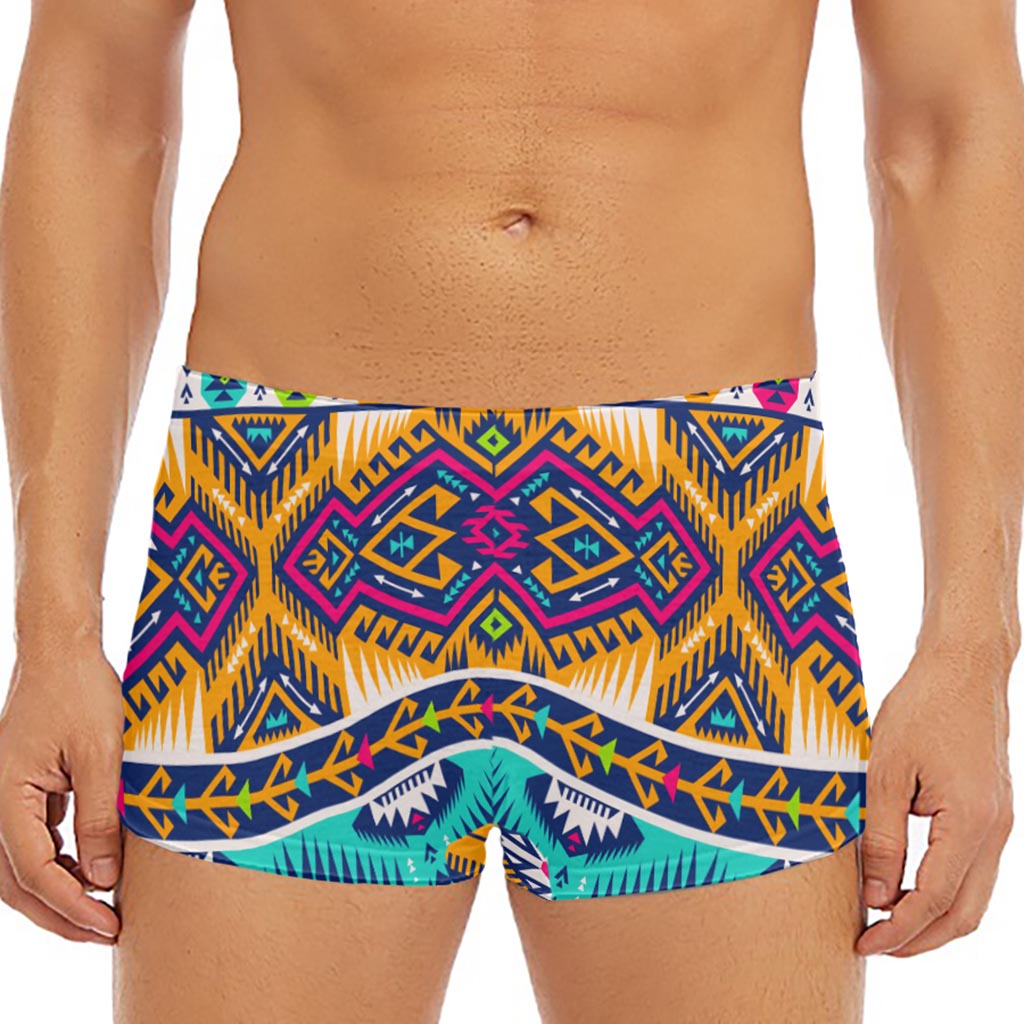 Bright Colors Aztec Pattern Print Men's Short Boxer Briefs