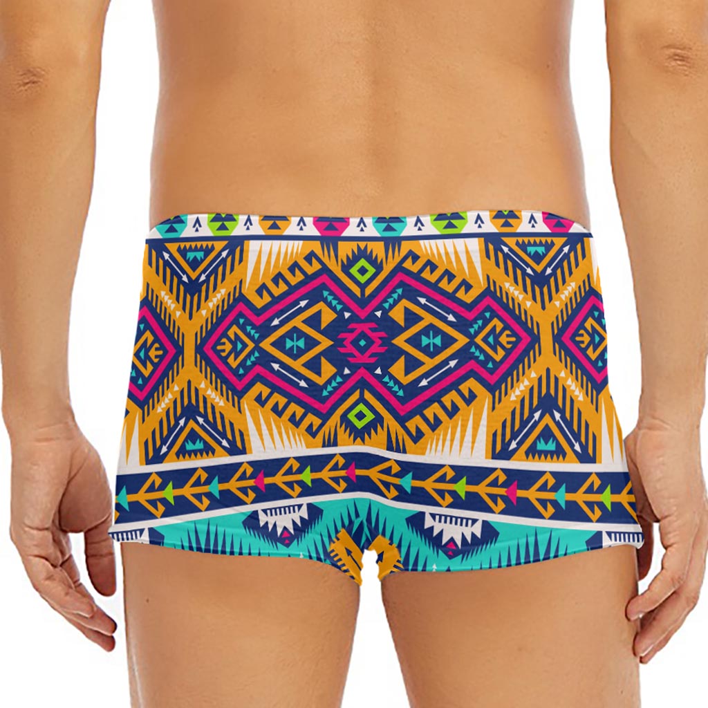 Bright Colors Aztec Pattern Print Men's Short Boxer Briefs