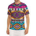 Bright Colors Aztec Pattern Print Men's Short Sleeve Rash Guard
