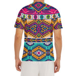 Bright Colors Aztec Pattern Print Men's Short Sleeve Rash Guard