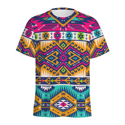 Bright Colors Aztec Pattern Print Men's Sports T-Shirt