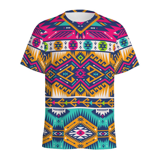 Bright Colors Aztec Pattern Print Men's Sports T-Shirt