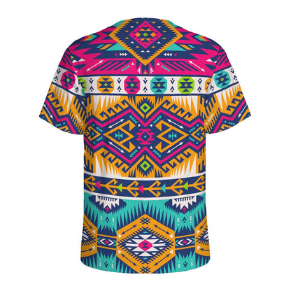 Bright Colors Aztec Pattern Print Men's Sports T-Shirt