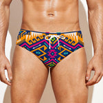 Bright Colors Aztec Pattern Print Men's Swim Briefs