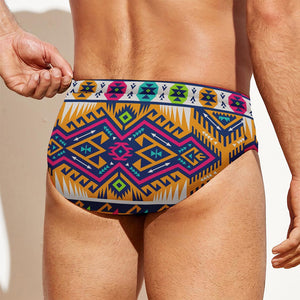 Bright Colors Aztec Pattern Print Men's Swim Briefs