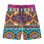 Bright Colors Aztec Pattern Print Men's Swim Trunks