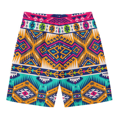 Bright Colors Aztec Pattern Print Men's Swim Trunks