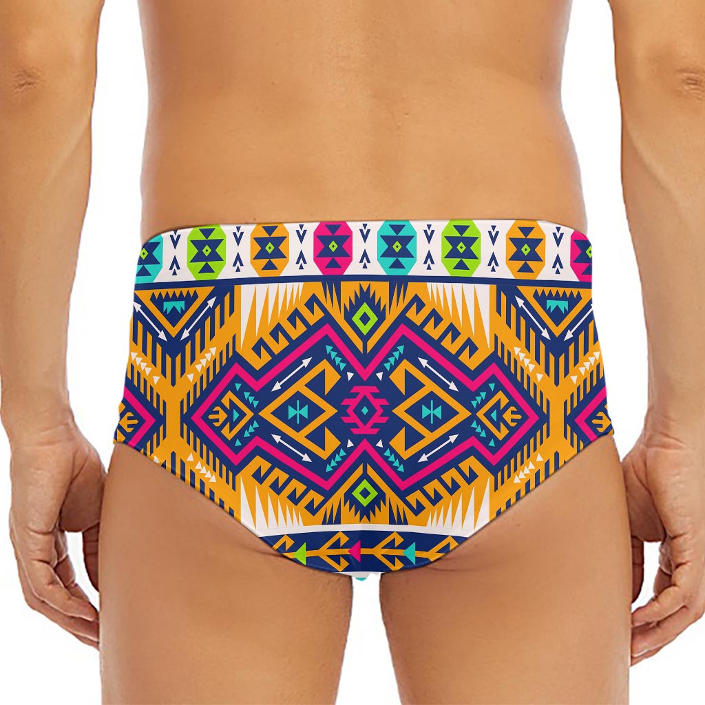Bright Colors Aztec Pattern Print Men's Triangle Swim Briefs