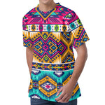 Bright Colors Aztec Pattern Print Men's Velvet T-Shirt