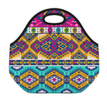 Bright Colors Aztec Pattern Print Neoprene Lunch Bag