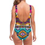 Bright Colors Aztec Pattern Print One Piece Swimsuit