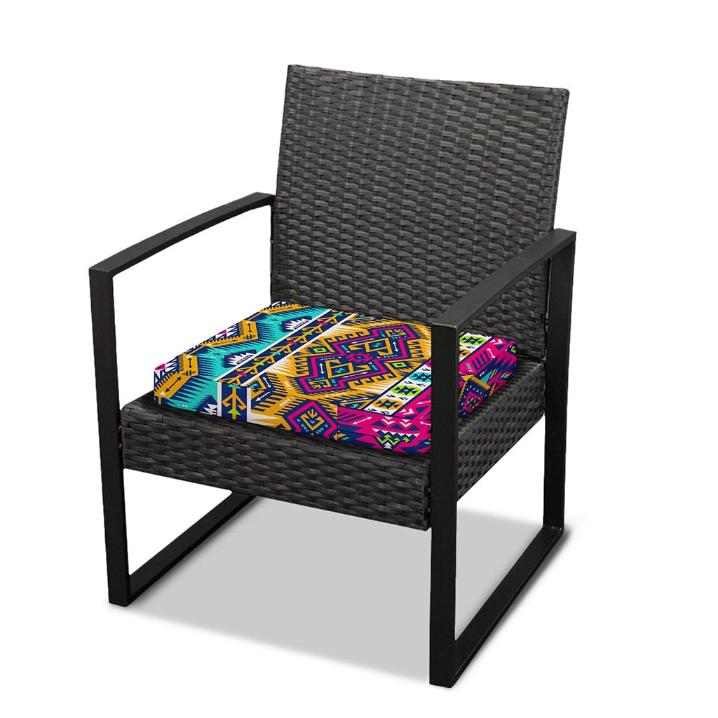 Bright Colors Aztec Pattern Print Outdoor Seat Cushion Cover