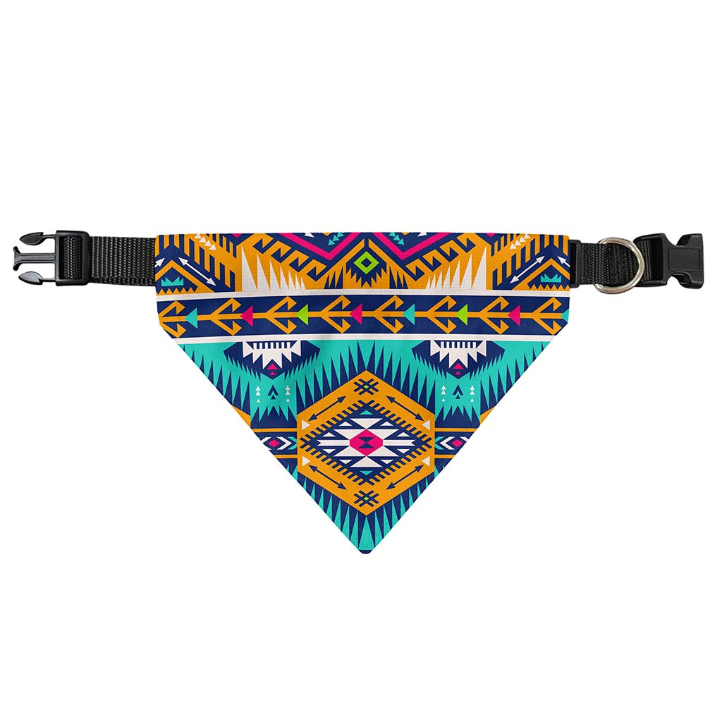 Bright Colors Aztec Pattern Print Over The Collar Dog Bandana