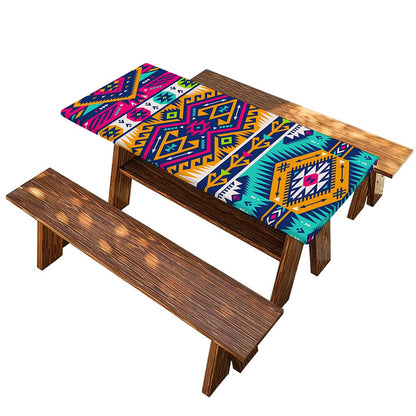 Bright Colors Aztec Pattern Print Picnic Table Cover