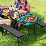 Bright Colors Aztec Pattern Print Picnic Table Cover
