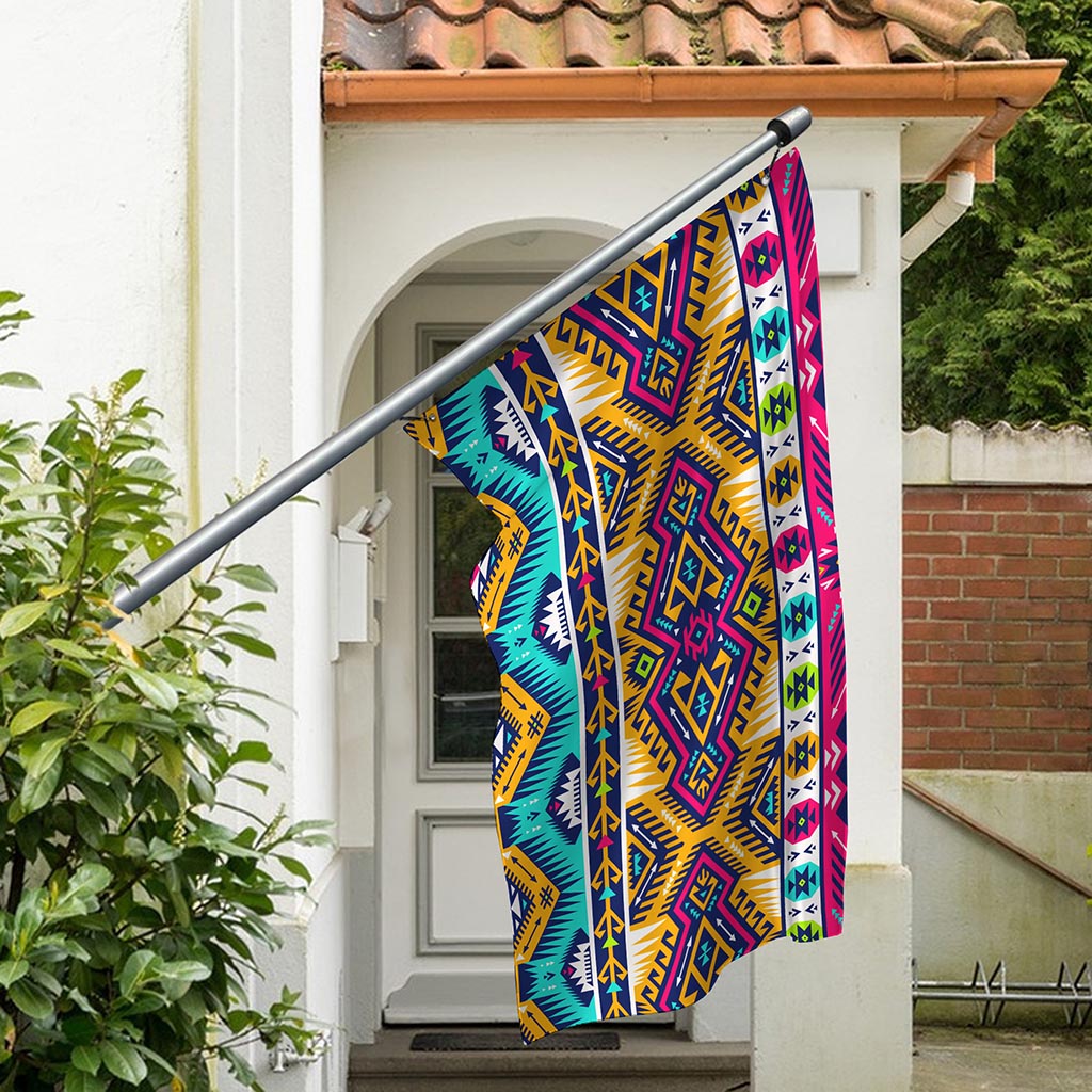 Bright Colors Aztec Pattern Print Polyester Flag
