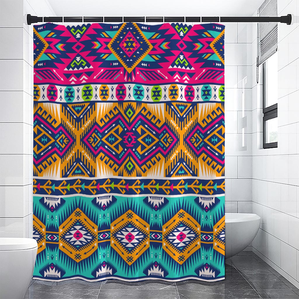 Bright Colors Aztec Pattern Print Premium Shower Curtain