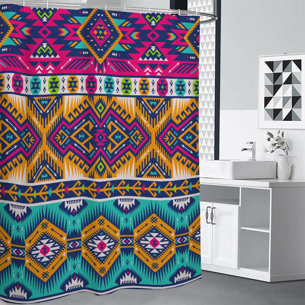 Bright Colors Aztec Pattern Print Premium Shower Curtain