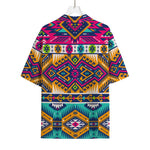 Bright Colors Aztec Pattern Print Rayon Hawaiian Shirt