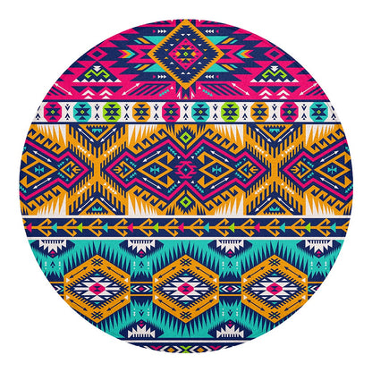 Bright Colors Aztec Pattern Print Round Blanket